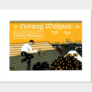 1910 Munich Roof Repair Posters and Art